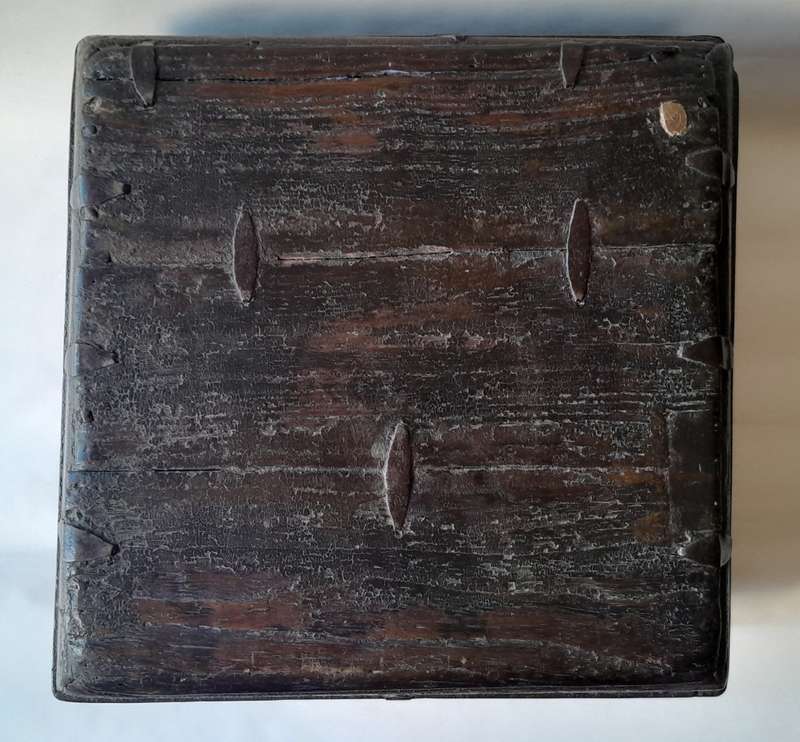 Antique Chinese Wood And Iron Large Rice Box. 36 x 36 cm.