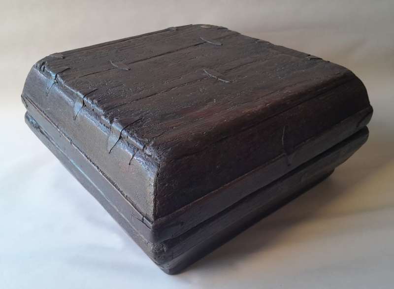 Antique Chinese Wood And Iron Large Rice Box. 36 x 36 cm.