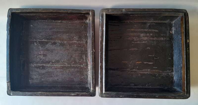 Antique Chinese Wood And Iron Large Rice Box. 36 x 36 cm.