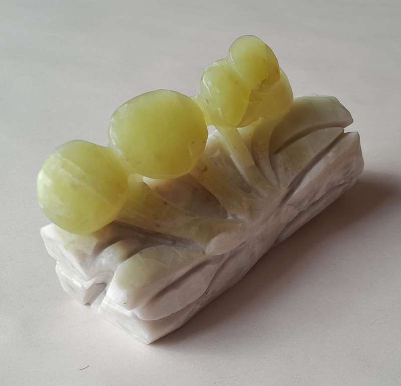 Antique Chinese Hand Carved Polished Jade `Mushrooms` Carving.