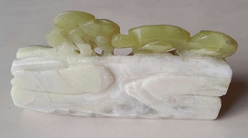 Antique Chinese Hand Carved Polished Jade `Mushrooms` Carving.