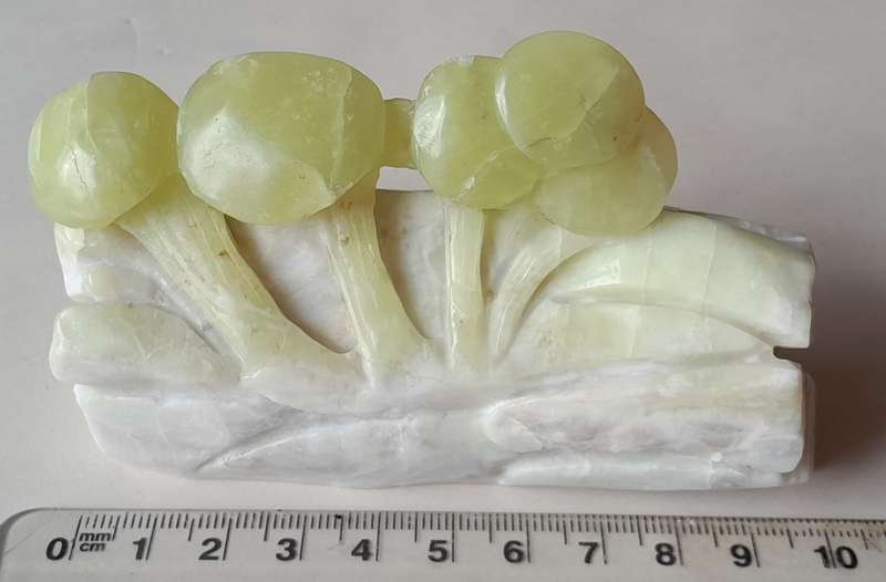 Antique Chinese Hand Carved Polished Jade `Mushrooms` Carving.