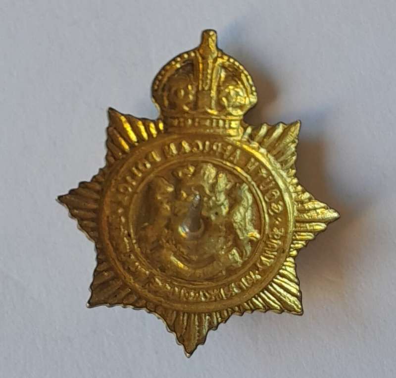 Early South African Police Badge with Crown.  Pin Intact.