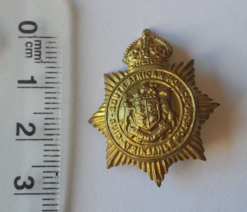 Early South African Police Badge with Crown.  Pin Intact.