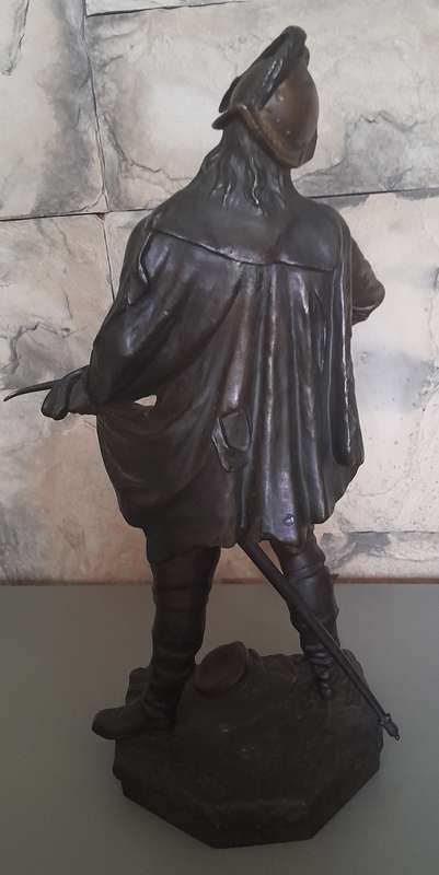 Antique Cold Painted Spelter Sculpture Of A Spanish Conquistador. Signed `A. WAAGEN`.