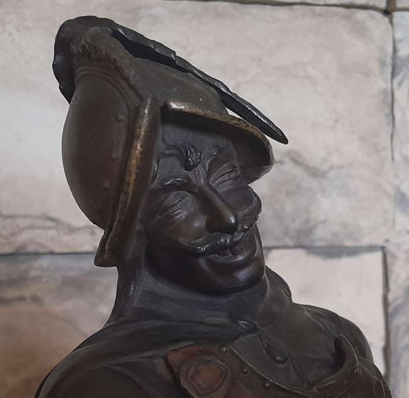 Antique Cold Painted Spelter Sculpture Of A Spanish Conquistador. Signed `A. WAAGEN`.