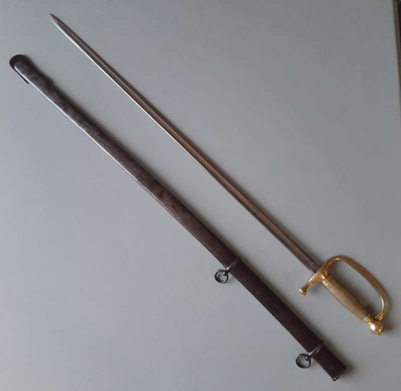 US Civil War M1840 Sword By Ames Mfg. Co. With Rare Full Metal Scabbard.  Dated 1864.
