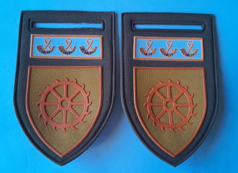 Pair SADF Regiment De Wet Tupper Flashes.  Pins Intact.