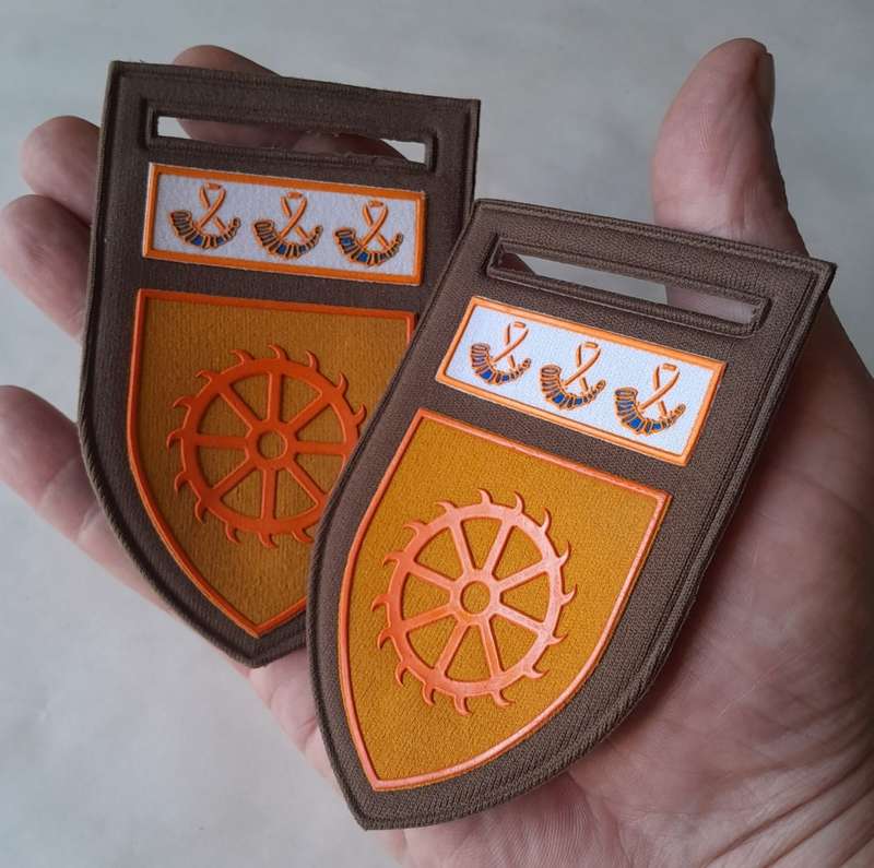 Pair SADF Regiment De Wet Tupper Flashes.  Pins Intact.