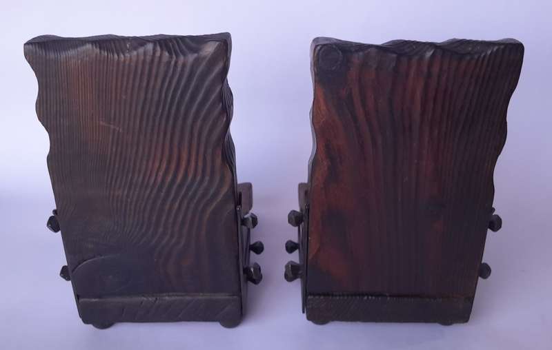 Vintage Medieval Weapons Wood And Metal Bookends..