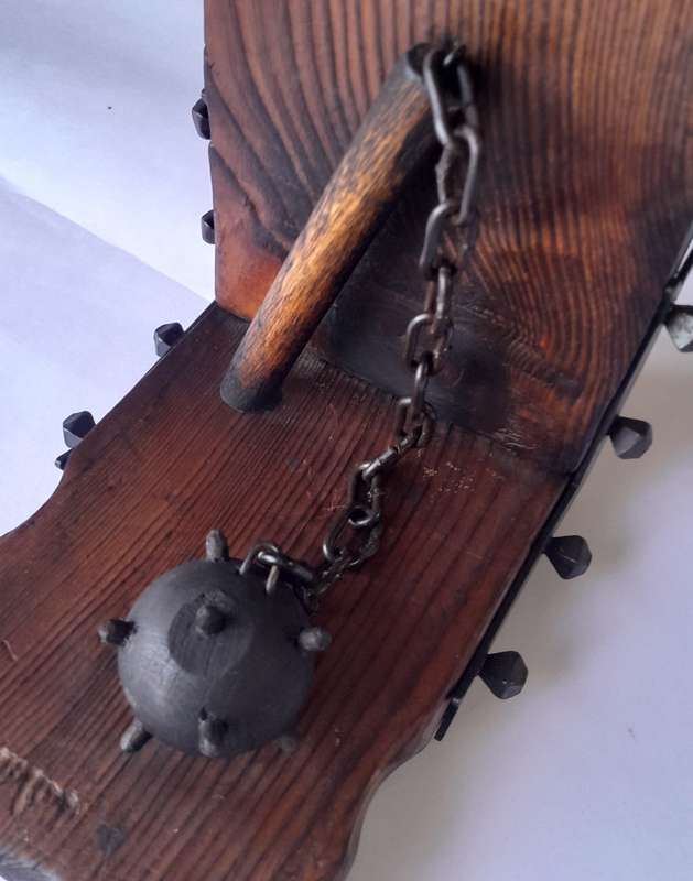 Vintage Medieval Weapons Wood And Metal Bookends..