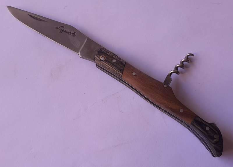 "Reserved" Vintage `Laguiole` Folding Knife With Two Tone Wood Handle.