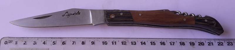 "Reserved" Vintage `Laguiole` Folding Knife With Two Tone Wood Handle.