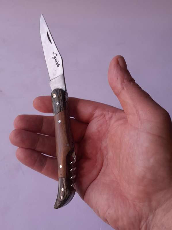 "Reserved" Vintage `Laguiole` Folding Knife With Two Tone Wood Handle.