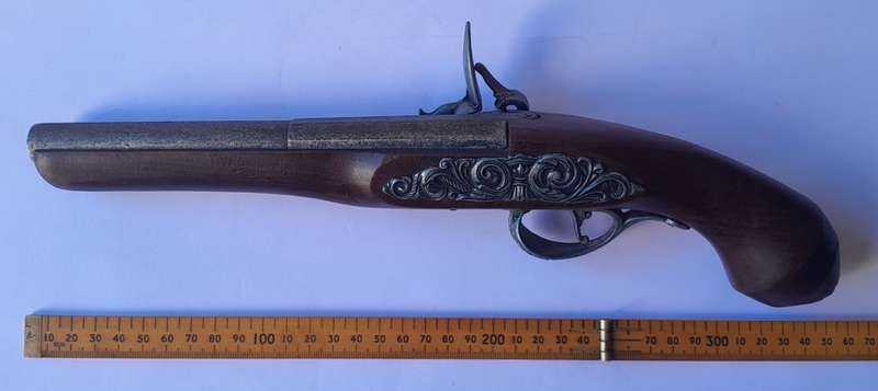Vintage Non Firing Replica Flintlock Pistol.  Marked `London`.