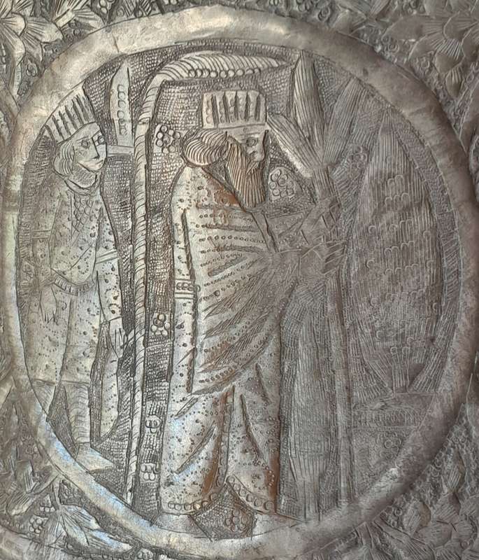 Large Antique Persian Qajar Silver Traced Embossed Bucket.