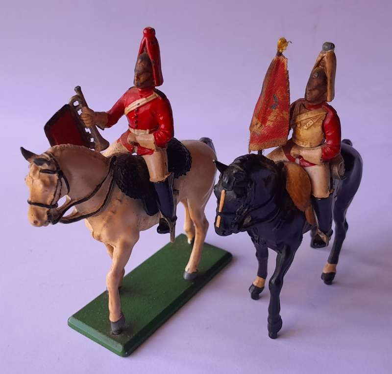 Pair `Britains` Cast Metal Mounted Soldiers. Circa 1988.
