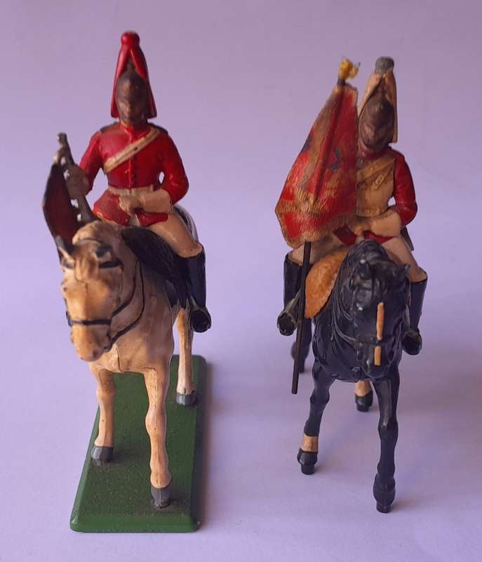 Pair `Britains` Cast Metal Mounted Soldiers. Circa 1988.