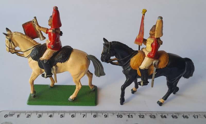 Pair `Britains` Cast Metal Mounted Soldiers. Circa 1988.