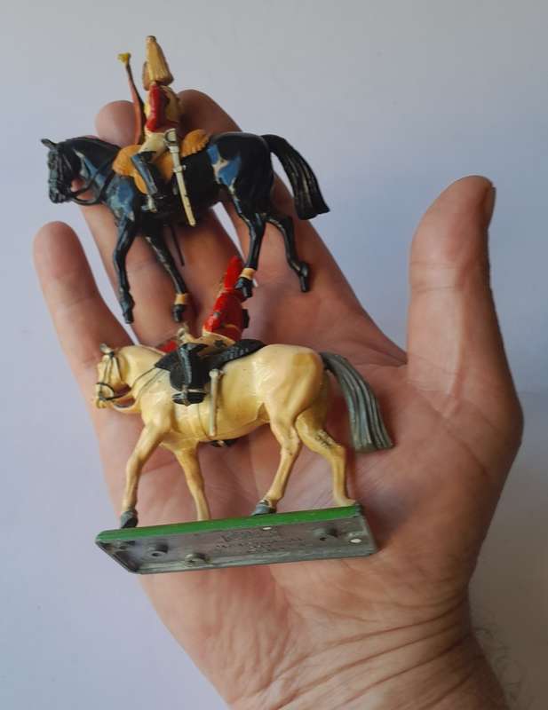 Pair `Britains` Cast Metal Mounted Soldiers. Circa 1988.