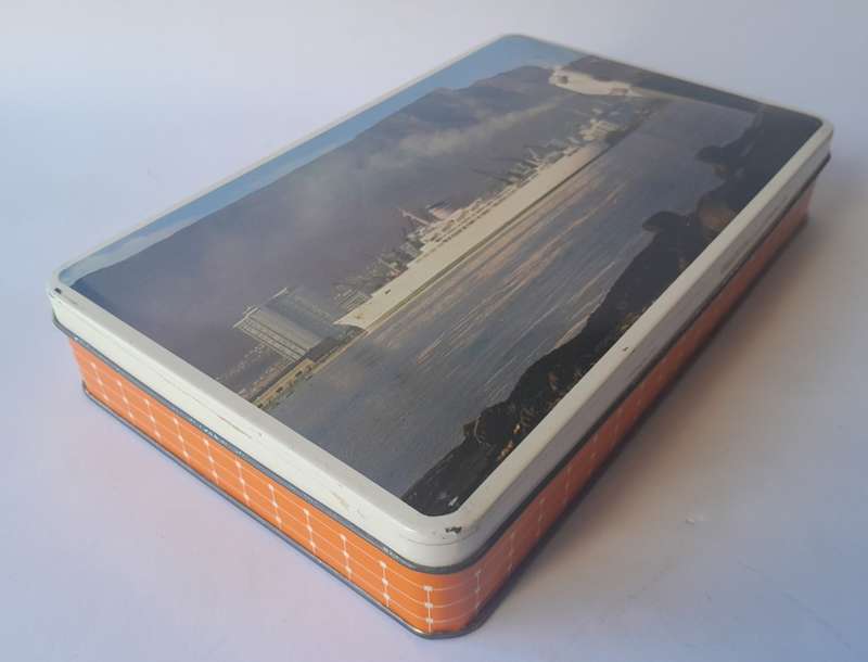 Vintage South African Tin By Edward Sharp. S.A. Vaal In Cape Town Harbour. 22.5 x 14.5cm.