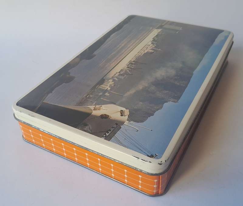 Vintage South African Tin By Edward Sharp. S.A. Vaal In Cape Town Harbour. 22.5 x 14.5cm.