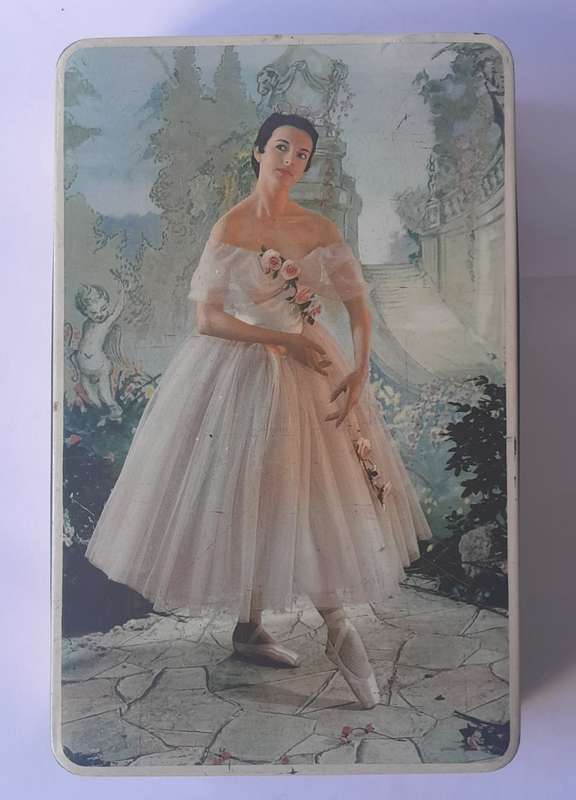 Vintage South African `Ballerina` Tin By Edward Sharp. 23 x 14.5cm.