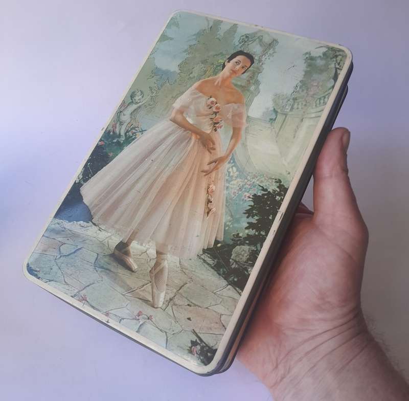 Vintage South African `Ballerina` Tin By Edward Sharp. 23 x 14.5cm.