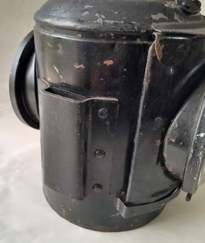 Large (47cm) Vintage Dual Lens (Red and Clear) Railway Lantern. Electrified (Working).