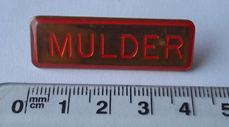 SADF Name Tag. "Mulder".  Pins Intact.