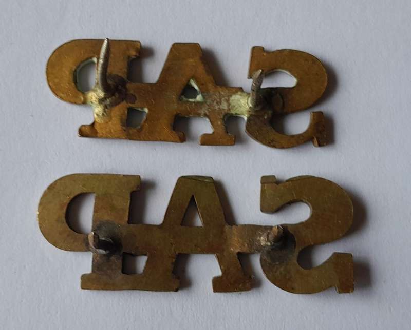 Early Pair SA Police Shoulder Titles.  Pins Intact.