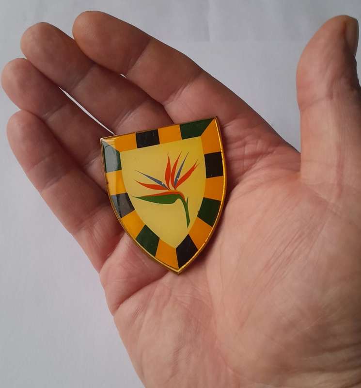 SADF 6 South African Infantry (6 SAI) Battalion Shoulder Flash.  All Pins Intact.