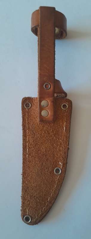 Vintage Solingen Germany Fixed-Blade Hunting Knife with Leather Sheath.  17cm