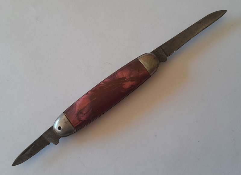 Vintage Czech "Mikov" Folding Knife with Marbled Handle.