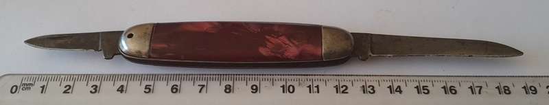 Vintage Czech "Mikov" Folding Knife with Marbled Handle.