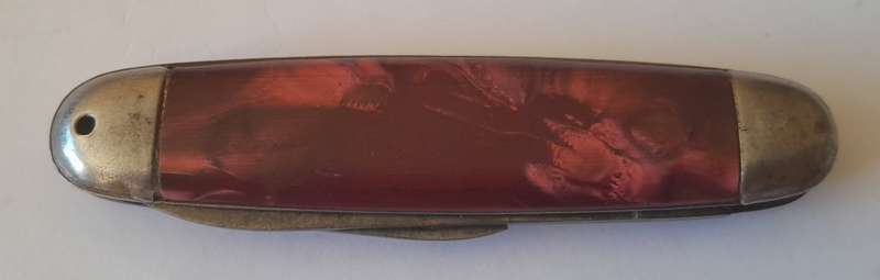 Vintage Czech "Mikov" Folding Knife with Marbled Handle.