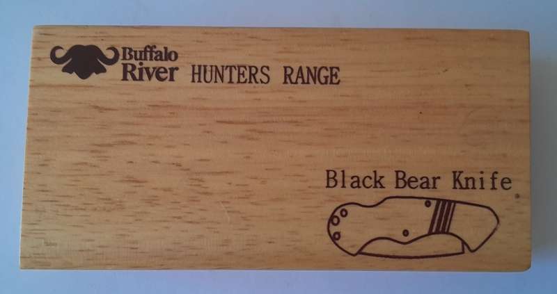 "Reserved". Buffalo River Black Bear Folding Knife with Wood Case. 16cm.