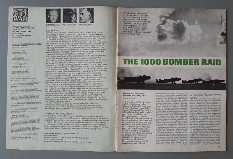Vintage Purnell's "History Of The Second World War".  1000 Bomber Raid.