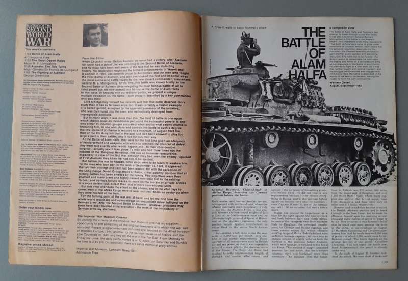 Vintage Purnell's "History Of The Second World War".  Alamein.