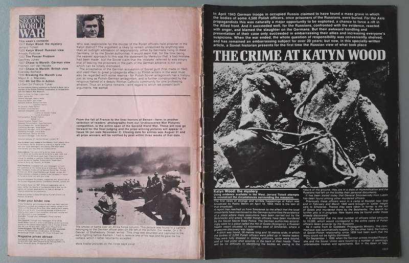 Vintage Purnell's "History Of The Second World War".  Crime at Katyn Wood.