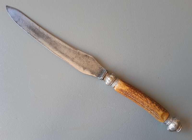 Victorian Stag Horn And Solid Silver Carving Set. Cooper Brothers, Sheffield, 1894.