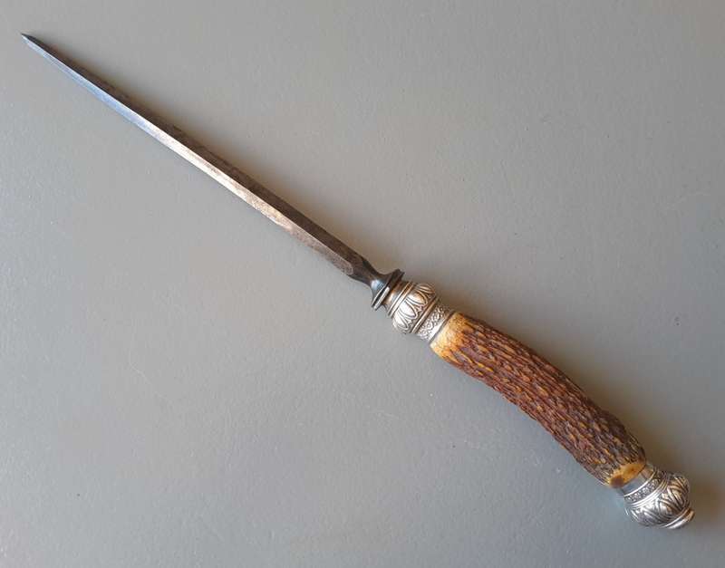 Victorian Stag Horn And Solid Silver Carving Set. Cooper Brothers, Sheffield, 1894.