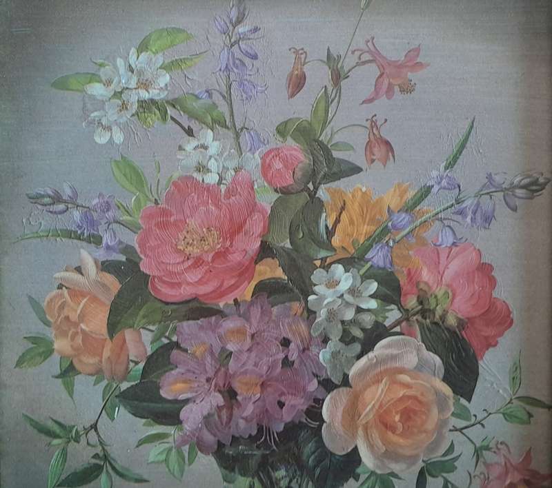 Early Hand Finished Print By Albert Williams. "Mixed Flowers". 33.5 x 28.5 cm.