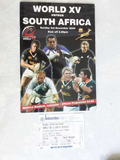 2006 World XV vs South Africaprogramme and Ticket