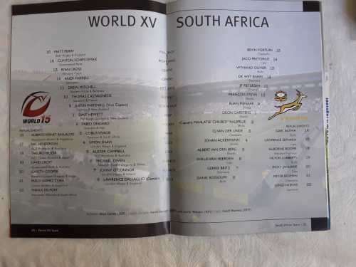 2006 World XV vs South Africaprogramme and Ticket