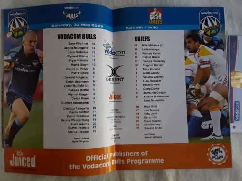 2009 Super 14 Final Bulls vs Chiefs Programme and Ticket