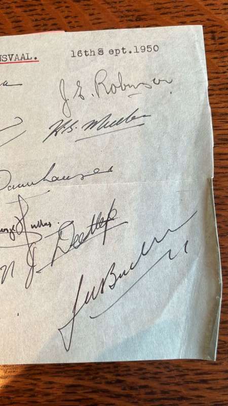 1950 Transvaal Rugby Squad Signatures (18)
