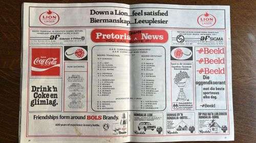 1981 Currie Cup Semi Final Northern Transvaal vs Northern Free State Programme