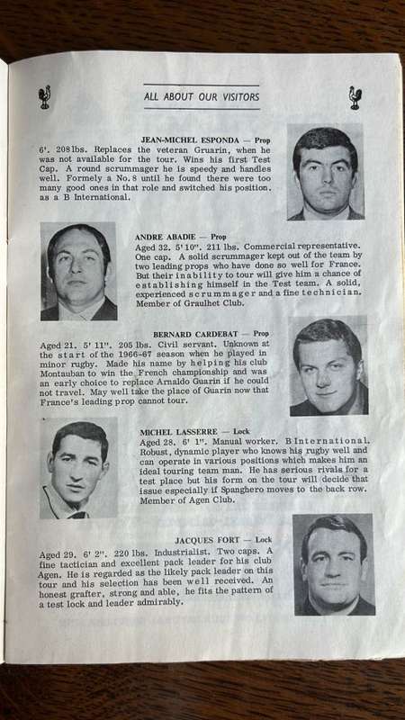 1967 South Africa vs France at Kings Park Programme