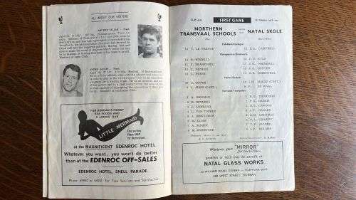 1967 South Africa vs France at Kings Park Programme